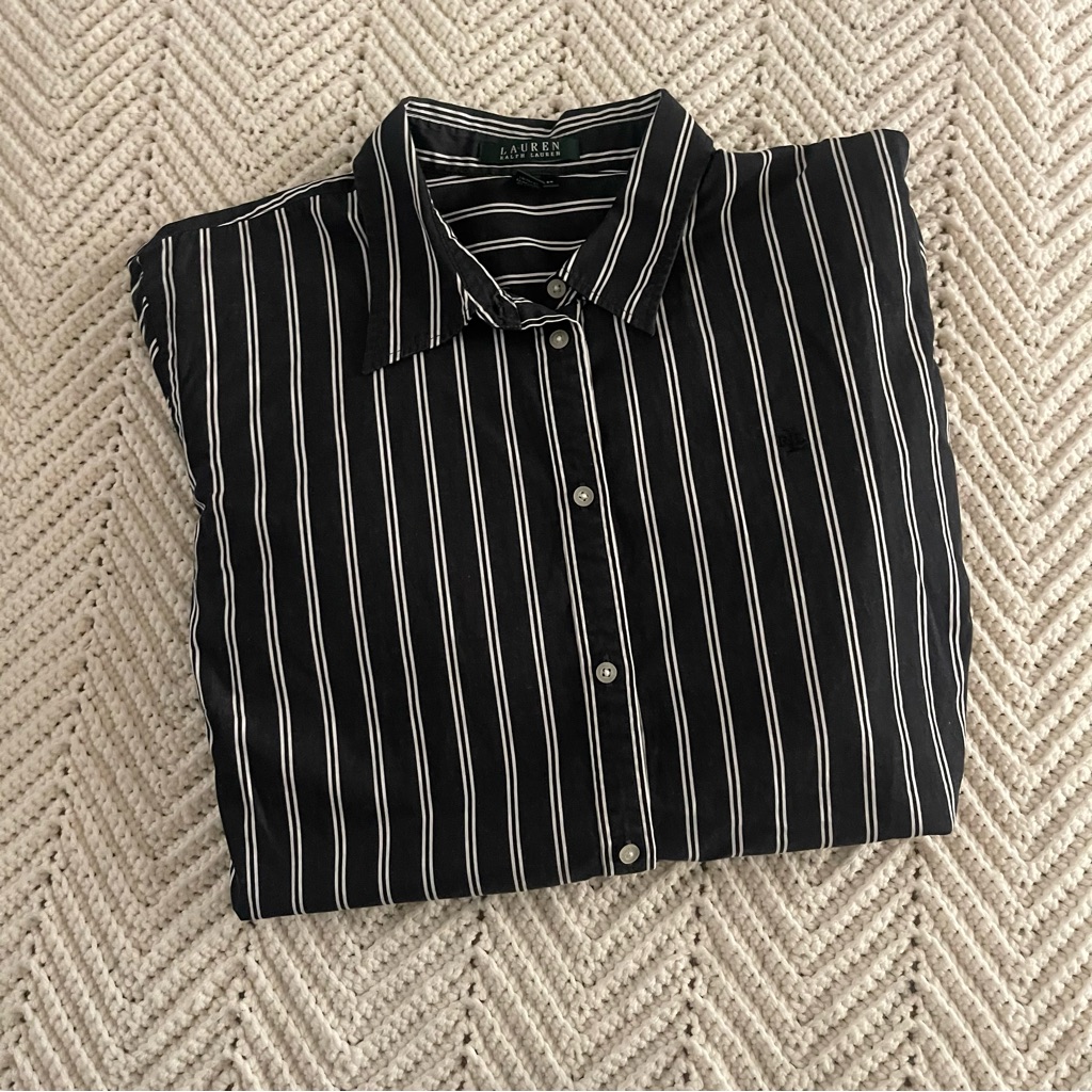 Lauren Ralph Lauren Women Stripe Bottom Up Short Sleeve